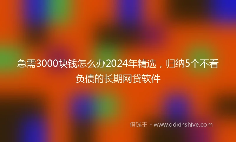 急需3000块钱怎么办2024年精选，归纳5个不看负债的长期网贷软件