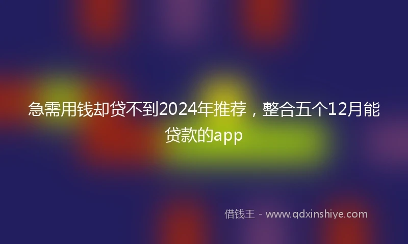 急需用钱却贷不到2024年推荐，整合五个12月能贷款的app