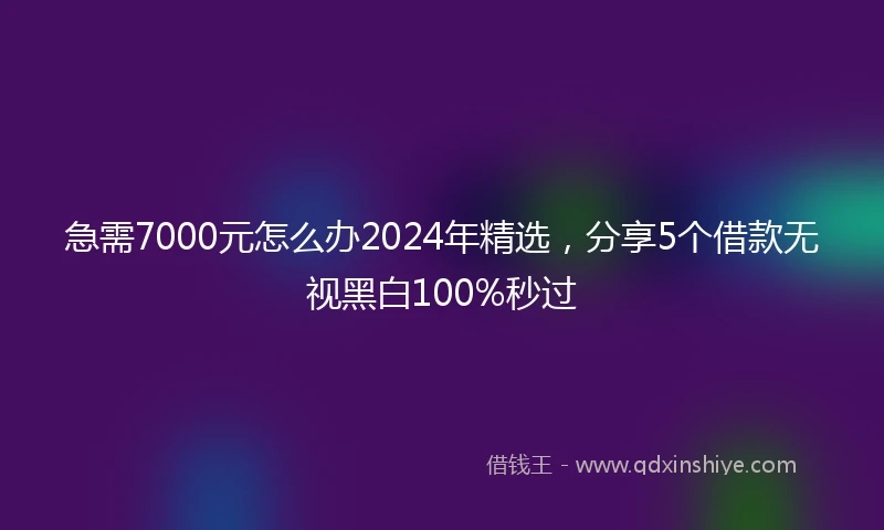 急需7000元怎么办2024年精选，分享5个借款无视黑白100%秒过