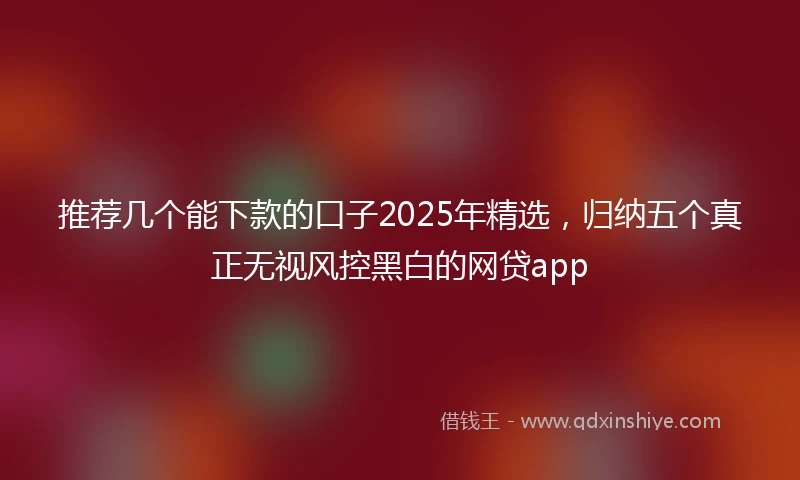 推荐几个能下款的口子2025年精选，归纳五个真正无视风控黑白的网贷app