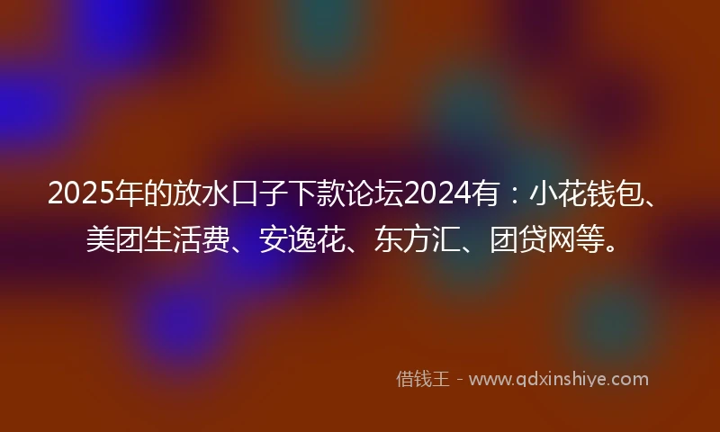 2025年的放水口子下款论坛2024有：小花钱包、美团生活费、安逸花、东方汇、团贷网等。