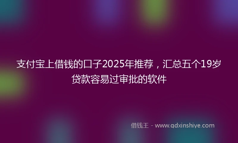 支付宝上借钱的口子2025年推荐，汇总五个19岁贷款容易过审批的软件