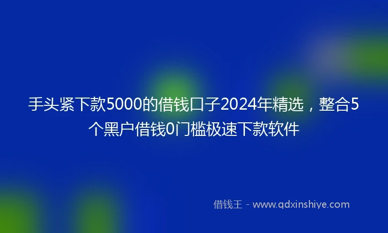 手头紧下款5000的借钱口子2024年精选，整合5个黑户借钱0门槛极速下款软件