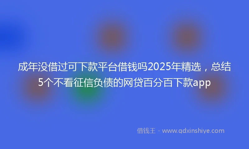成年没借过可下款平台借钱吗2025年精选，总结5个不看征信负债的网贷百分百下款app