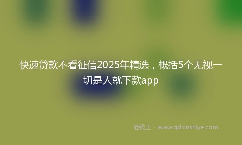 快速贷款不看征信2025年精选，概括5个无视一切是人就下款app