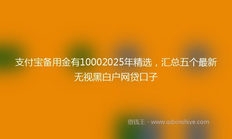 支付宝备用金有10002025年精选，汇总五个最新无视黑白户网贷口子