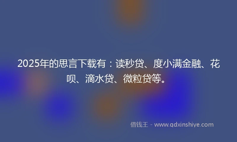 2025年的思言下载有：读秒贷、度小满金融、花呗、滴水贷、微粒贷等。