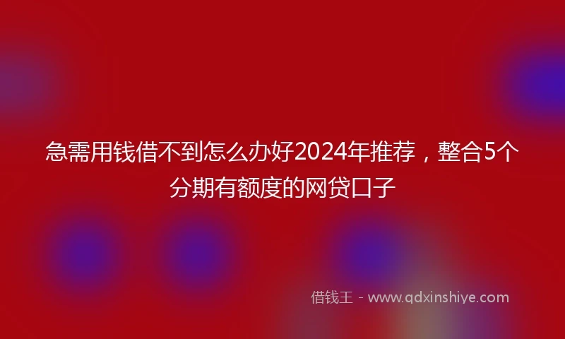 急需用钱借不到怎么办好2024年推荐，整合5个分期有额度的网贷口子