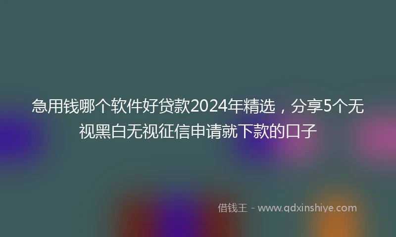 急用钱哪个软件好贷款2024年精选，分享5个无视黑白无视征信申请就下款的口子