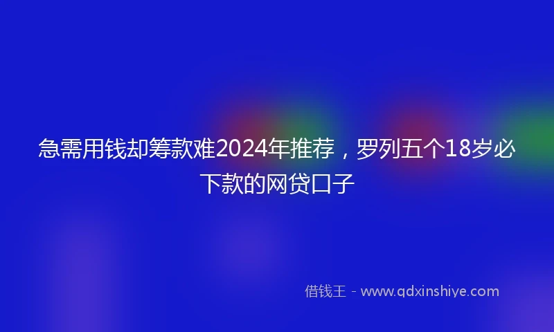 急需用钱却筹款难2024年推荐，罗列五个18岁必下款的网贷口子