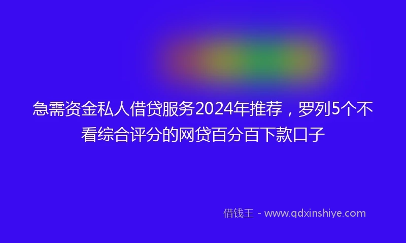 急需资金私人借贷服务2024年推荐，罗列5个不看综合评分的网贷百分百下款口子