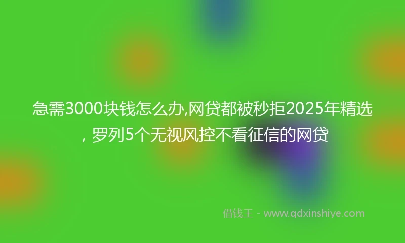 急需3000块钱怎么办,网贷都被秒拒2025年精选,罗列5个无视风控不看征信的网贷