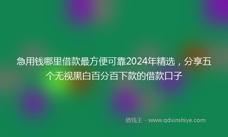 急用钱哪里借款最方便可靠2024年精选，分享五个无视黑白百分百下款的借款口子