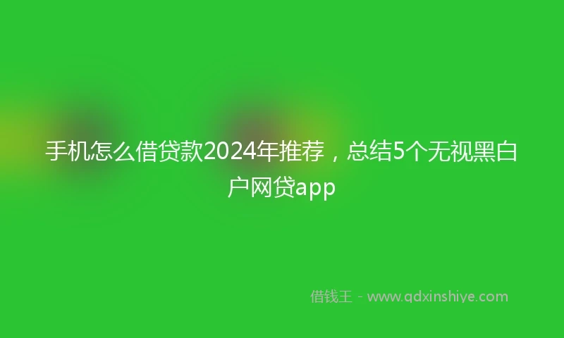 手机怎么借贷款2024年推荐，总结5个无视黑白户网贷app