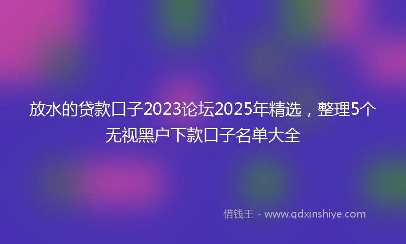 放水的贷款口子2023论坛2025年精选，整理5个无视黑户下款口子名单大全