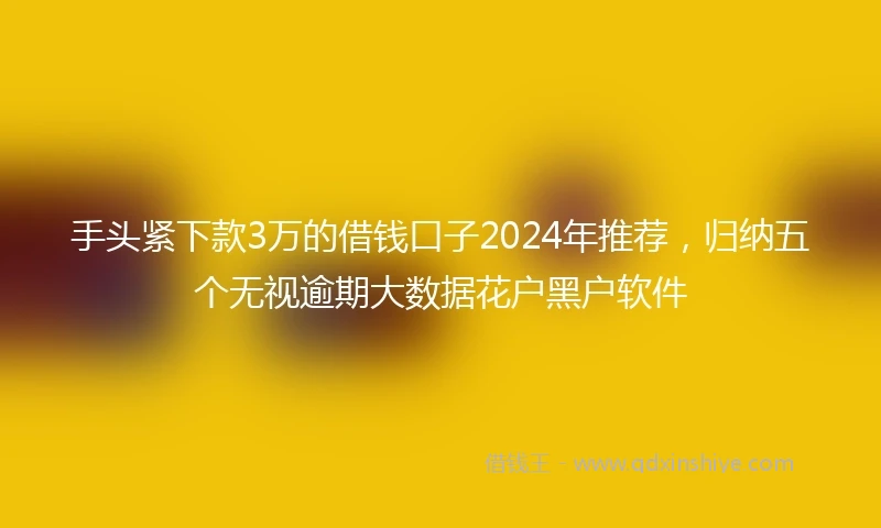 手头紧下款3万的借钱口子2024年推荐，归纳五个无视逾期大数据花户黑户软件