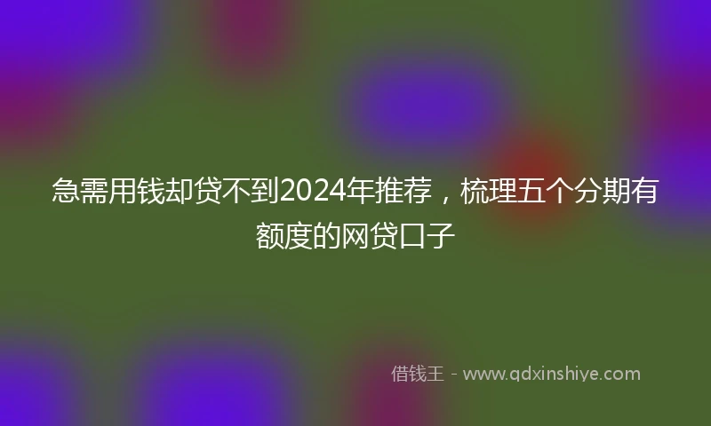 急需用钱却贷不到2024年推荐，梳理五个分期有额度的网贷口子