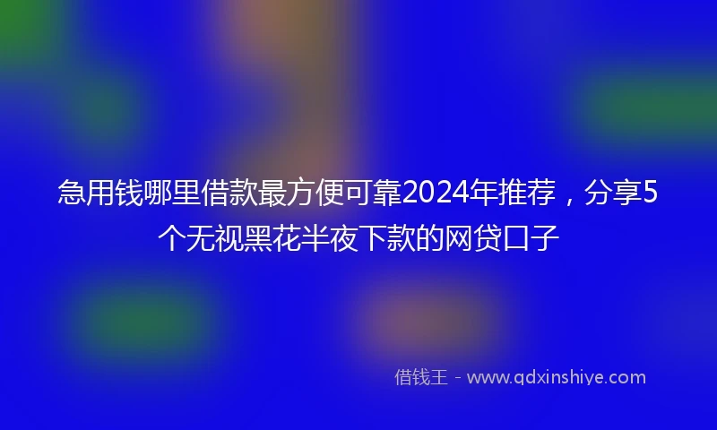 急用钱哪里借款最方便可靠2024年推荐，分享5个无视黑花半夜下款的网贷口子