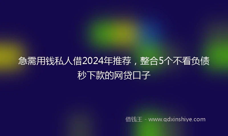 急需用钱私人借2024年推荐，整合5个不看负债秒下款的网贷口子