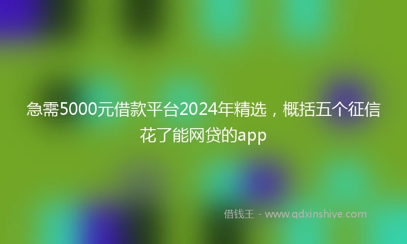 急需5000元借款平台2024年精选，概括五个征信花了能网贷的app