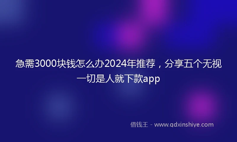 急需3000块钱怎么办2024年推荐，分享五个无视一切是人就下款app