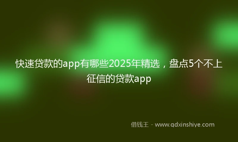 快速贷款的app有哪些2025年精选，盘点5个不上征信的贷款app