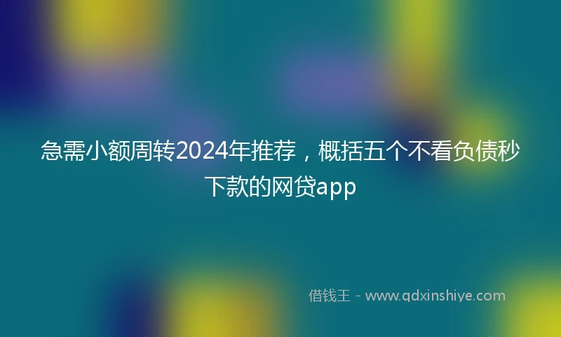 急需小额周转2024年推荐，概括五个不看负债秒下款的网贷app