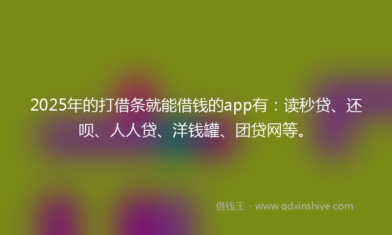 2025年的打借条就能借钱的app有：读秒贷、还呗、人人贷、洋钱罐、团贷网等。