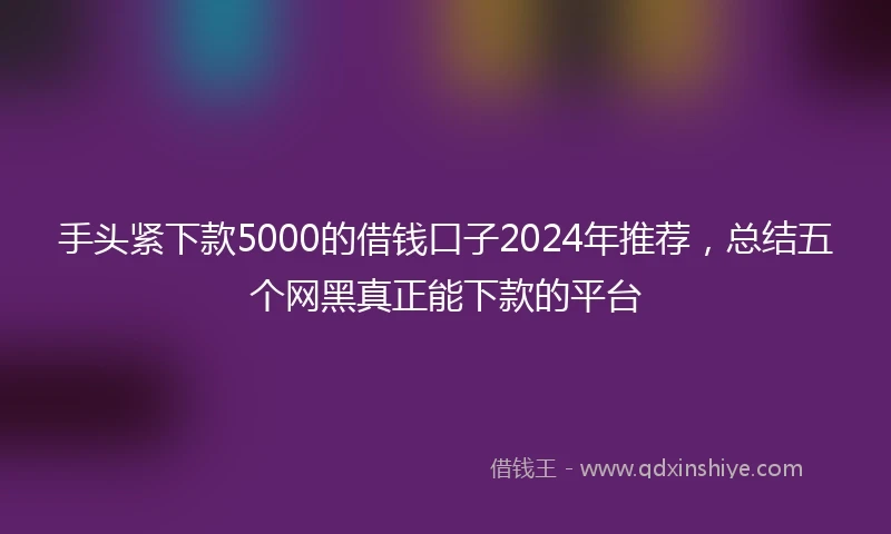 手头紧下款5000的借钱口子2024年推荐，总结五个网黑真正能下款的平台