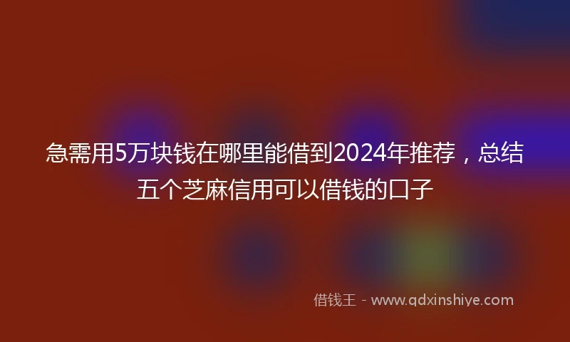 急需用5万块钱在哪里能借到2024年推荐，总结五个芝麻信用可以借钱的口子