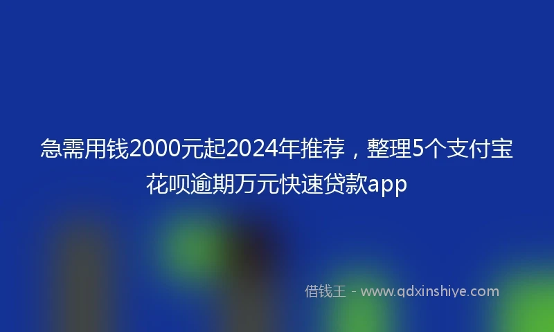 急需用钱2000元起2024年推荐，整理5个支付宝花呗逾期万元快速贷款app