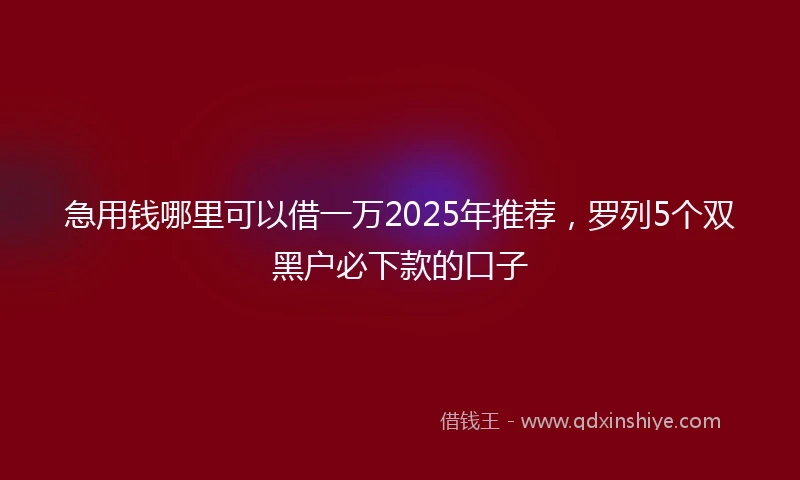 急用钱哪里可以借一万2025年推荐，罗列5个双黑户必下款的口子