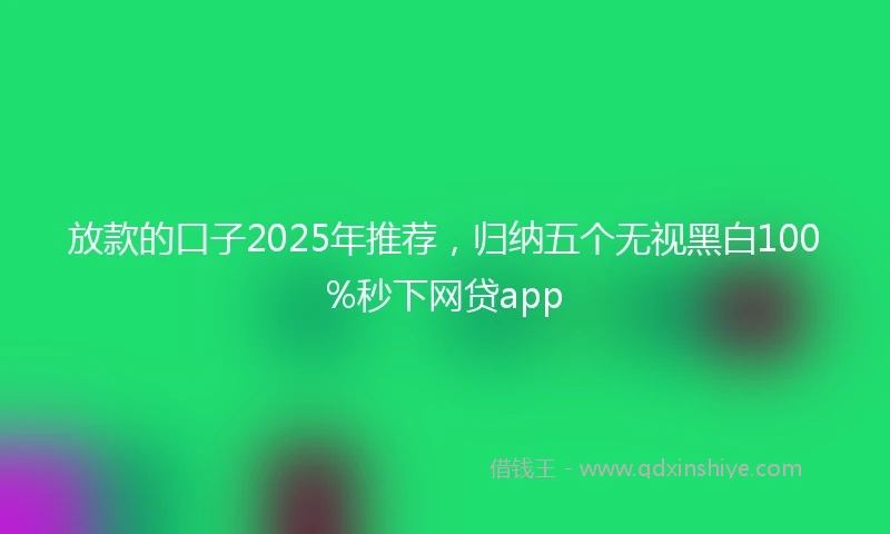 放款的口子2025年推荐，归纳五个无视黑白100%秒下网贷app