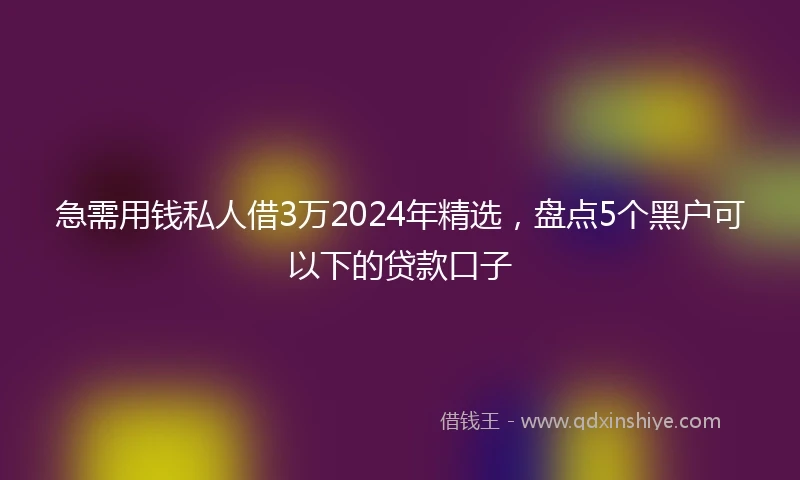 急需用钱私人借3万2024年精选，盘点5个黑户可以下的贷款口子