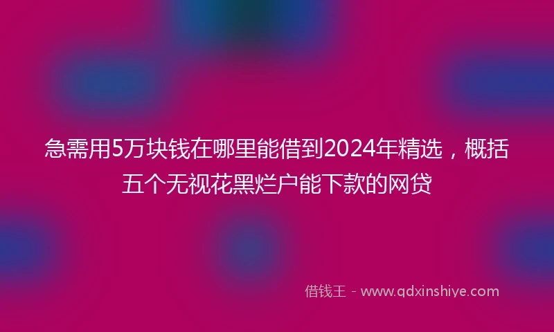急需用5万块钱在哪里能借到2024年精选，概括五个无视花黑烂户能下款的网贷