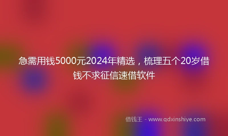 急需用钱5000元2024年精选，梳理五个20岁借钱不求征信速借软件