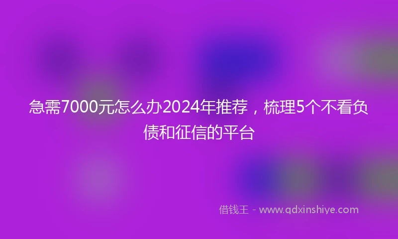 急需7000元怎么办2024年推荐，梳理5个不看负债和征信的平台