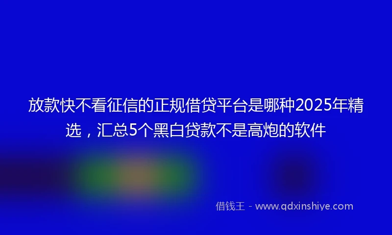 放款快不看征信的正规借贷平台是哪种2025年精选，汇总5个黑白贷款不是高炮的软件