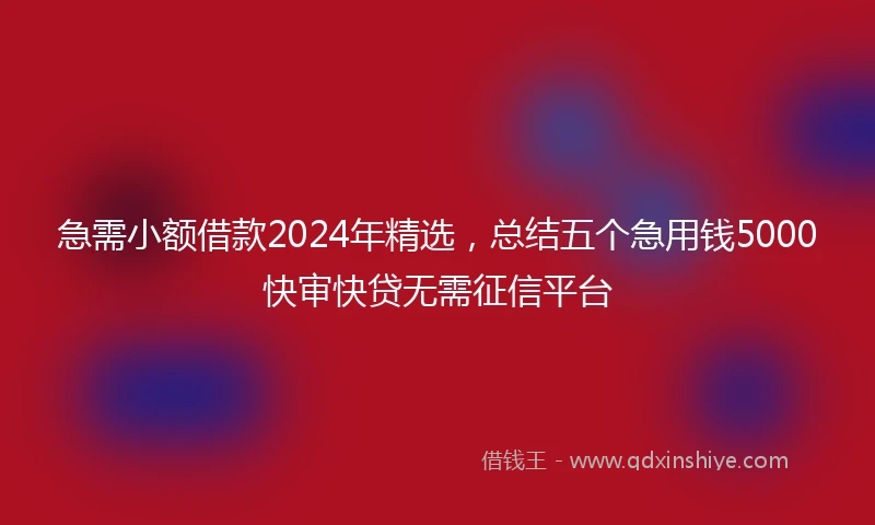 急需小额借款2024年精选，总结五个急用钱5000快审快贷无需征信平台