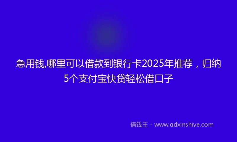 急用钱,哪里可以借款到银行卡2025年推荐，归纳5个支付宝快贷轻松借口子