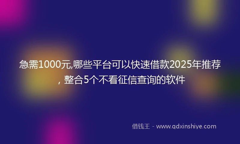 急需1000元,哪些平台可以快速借款2025年推荐，整合5个不看征信查询的软件