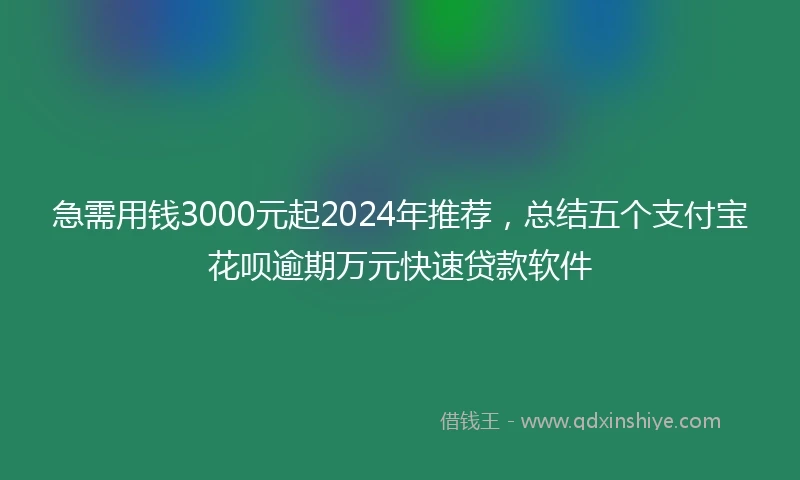 急需用钱3000元起2024年推荐，总结五个支付宝花呗逾期万元快速贷款软件
