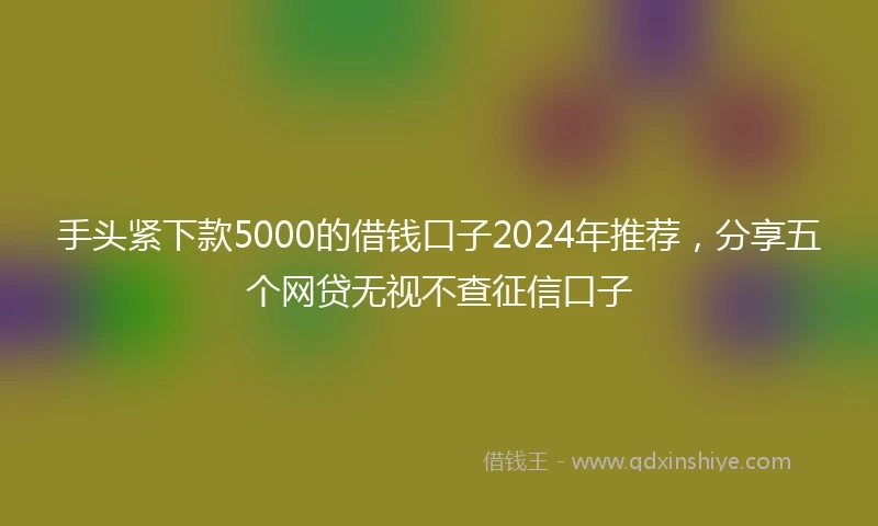 手头紧下款5000的借钱口子2024年推荐，分享五个网贷无视不查征信口子