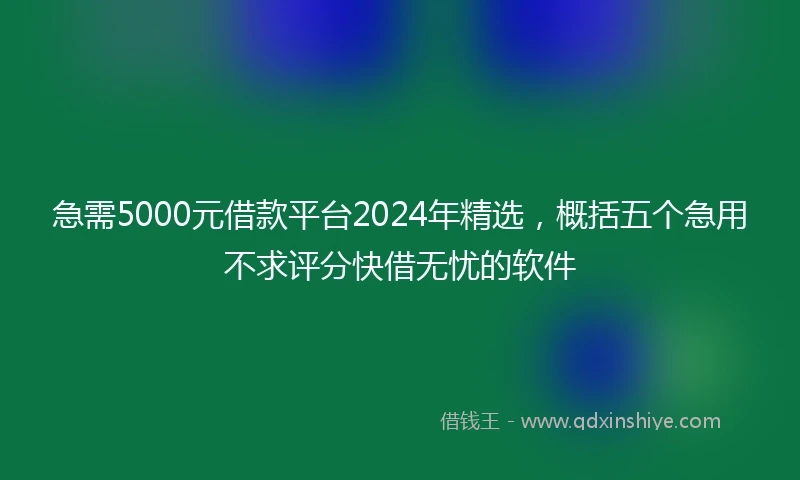 急需5000元借款平台2024年精选，概括五个急用不求评分快借无忧的软件
