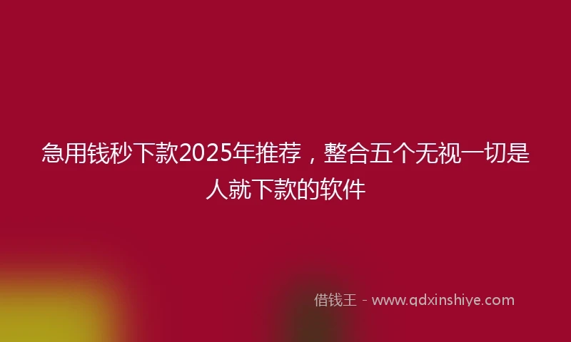 急用钱秒下款2025年推荐,整合五个无视一切是人就下款的软件