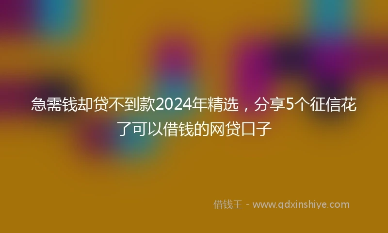 急需钱却贷不到款2024年精选，分享5个征信花了可以借钱的网贷口子