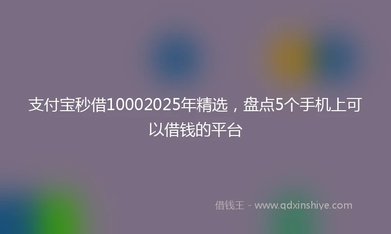 支付宝秒借10002025年精选，盘点5个手机上可以借钱的平台