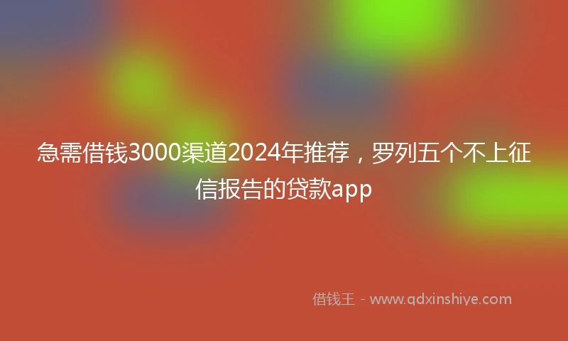 急需借钱3000渠道2024年推荐，罗列五个不上征信报告的贷款app