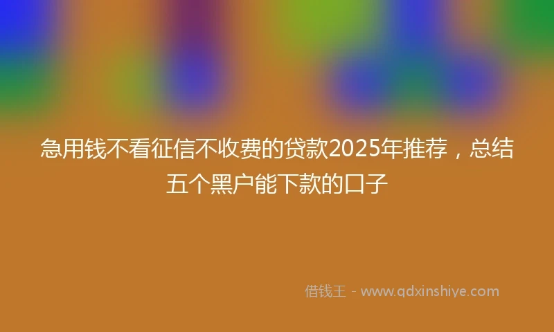 急用钱不看征信不收费的贷款2025年推荐，总结五个黑户能下款的口子