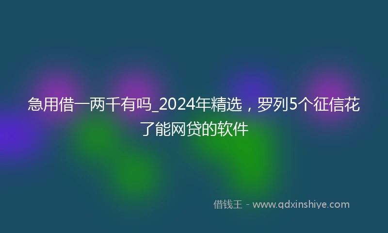 急用借一两千有吗_2024年精选，罗列5个征信花了能网贷的软件